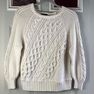 J. Crew Cream Cable Knit Sweater fisherman Cotton crew neck